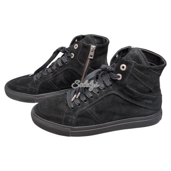 Zadig & Voltaire ZV1747 High Flash Black Suede Leather Sneaker Mens US12 FR43 - Picture 4 of 10